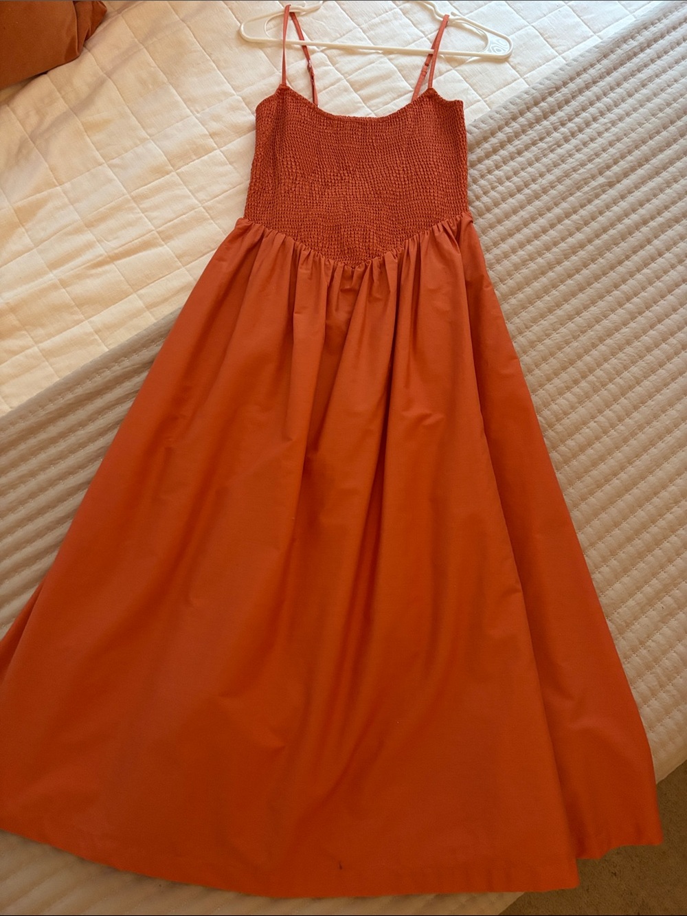 Abercrombie & Fitch Women's Rust Orange Smocked Bodice Maxi Dress